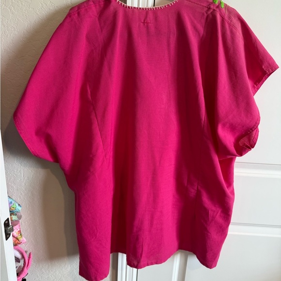 Vibrant Pink Embroidered Top Plus Size - Picture 4 of 4